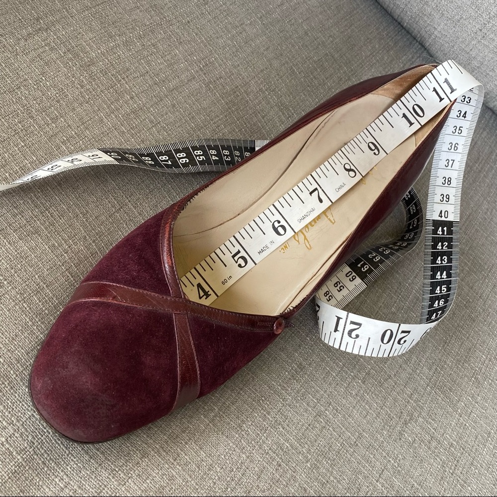 Vintage Burgundy Wine Suede Leather High Heel Pumps - Picture 13 of 14